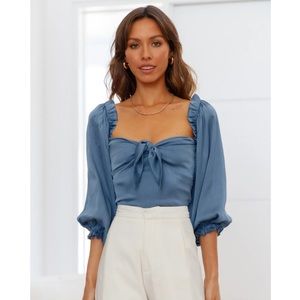 Hello Molly Azure Skies Crop Blue